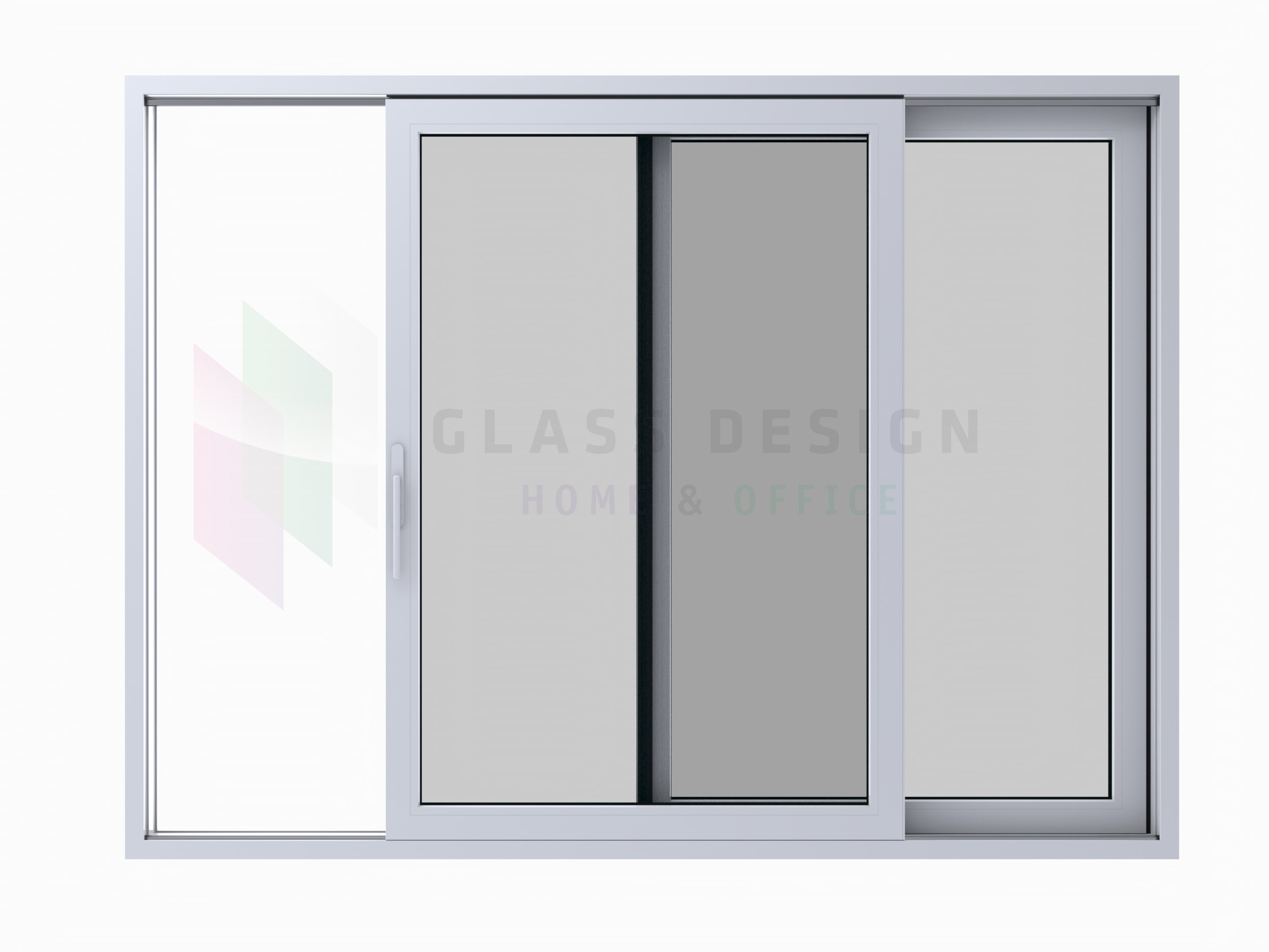 Mobile door with a fixed panel