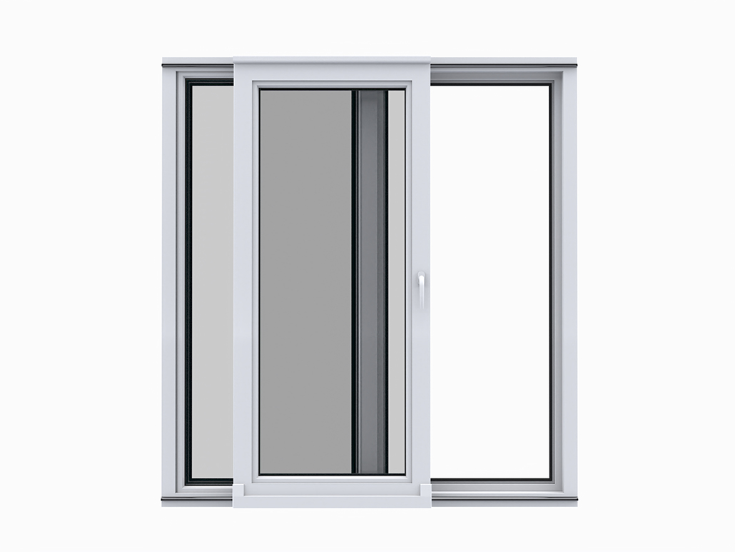 door oscillating with a fixed panel